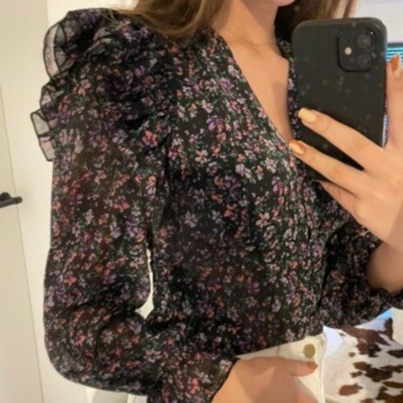 Contemporary floral ruffle detailed blouse top - Picture 8 of 10